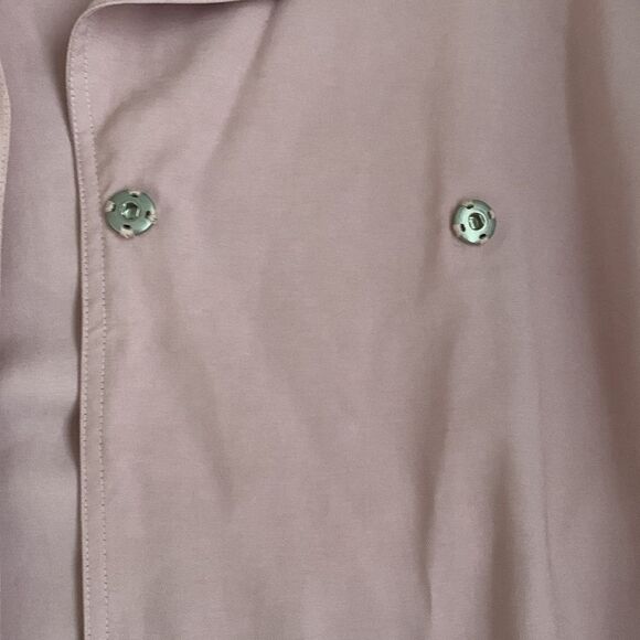 Sebby Collection Rayon Blend Pink Belted Pockets  Clasp Trench Coat Size L - Picture 7 of 10